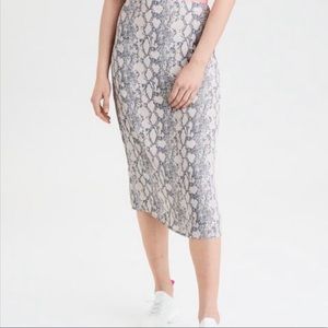 NWT AE midi snake print neutral midi skirt XS